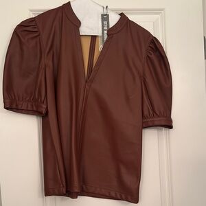 Steve Madden Women's Brown Puff Sleeve Blouse